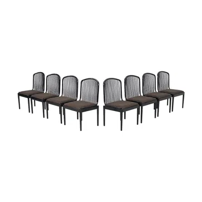 Pre-owned Knoll 1999 Set Of Eight Davis Allen Exeter Armless Dining Chairs With Provenance In Brown