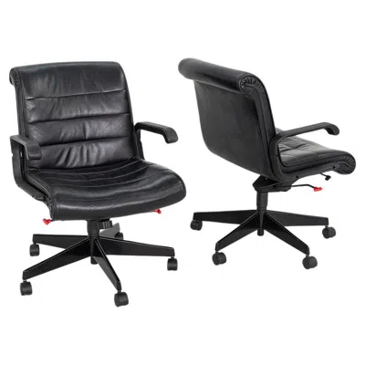 Pre-owned Knoll 2000 Richard Sapper For  Management Desk Chairs In Black Leather