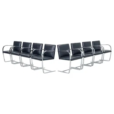 Pre-owned Knoll 2000s Mies Van Der Rohe For  Brno Chairs In Dark Blue Leather 12+ Available