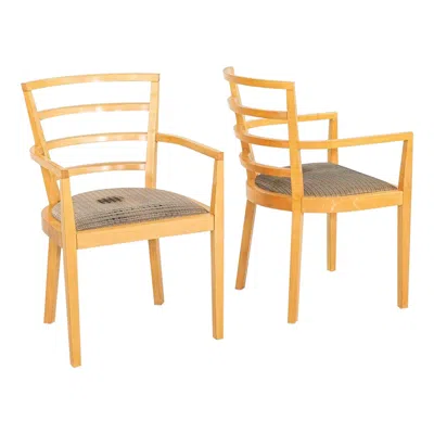 Pre-owned Knoll 2001 Pair Of Raul De Armas For  Arm Chairs In Maple Wood With Grey Fabric In Gray