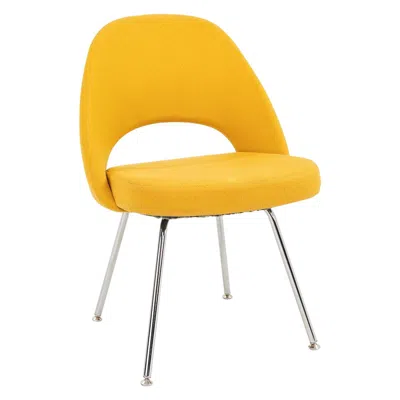 Pre-owned Knoll 2003 Eero Saarinen For  Executive Side Chair In Yellow Fabric, Model 72c