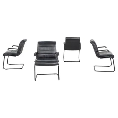 Pre-owned Knoll 2005 Richard Sapper For  Executive Side Chairs In Black Leather