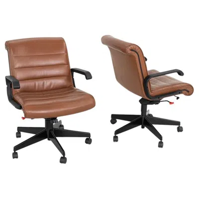 Pre-owned Knoll 2005 Richard Sapper For  Management Desk Chairs In Dark Cognac Leather In Brown