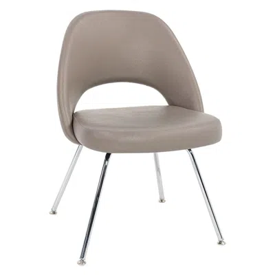 Pre-owned Knoll 2010s Eero Saarinen For  Armless Executive Side Chair In Pebbled Leather In Brown