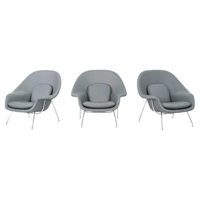Pre-owned Knoll 2010s Eero Saarinen For  Medium Size Womb Lounge Chair In Grey Leather In Gray