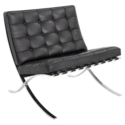 Pre-owned Knoll 2010s Mies Van Der Rohe For  Barcelona Lounge Chair In Leather And Chrome In Black