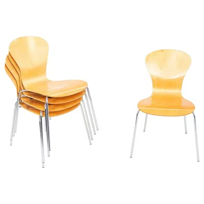 Pre-owned Knoll 2010s Set Of Five Ross Lovegrove For  Sprite Stacking Chairs In Beech In Brown