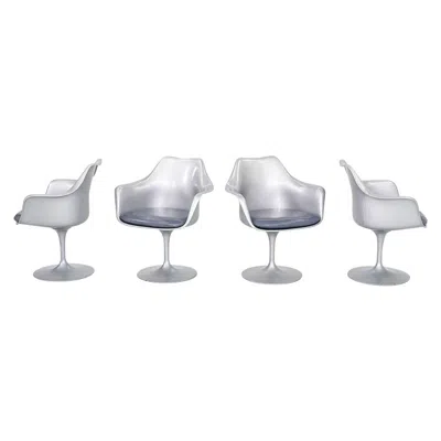 Pre-owned Knoll 2010s Set Of Four Eero Saarinen For  Tulip Dining Arm Chairs In Grey In Gray