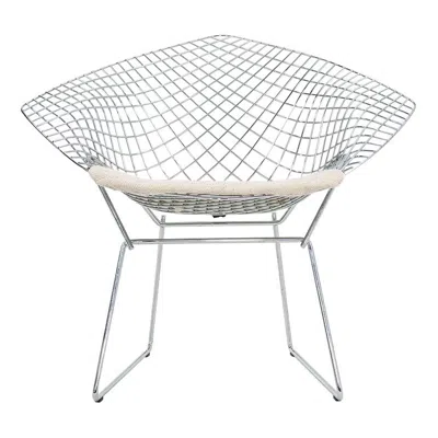 Pre-owned Knoll 2013 Harry Bertoia For  Small Diamond Lounge Chair In Chrome W/ Fabric Seat In Gray