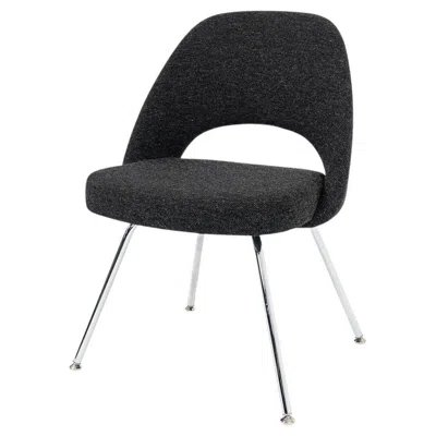 Pre-owned Knoll 2015 Eero Saarinen For  Armless Executive Side Chair In Hopsack Fabric In Brown