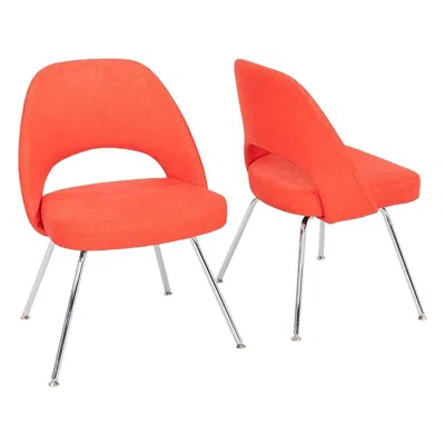 Pre-owned Knoll 2015 Pair Of Eero Saarinen For  Armless Executive Dining Chair Red Fabric