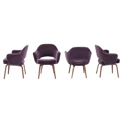 Pre-owned Knoll 2018 Eero Saarinen For  Executive Dining Arm Chairs In Purple Velvet