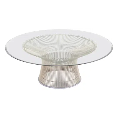 Pre-owned Knoll 2018 Warren Platner For  Coffee Table With 42" Glass Top And Nickel Base In Gray