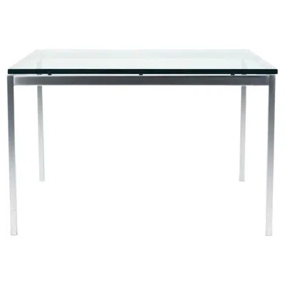 Pre-owned Knoll 2019 Florence  End Table 29 X 29 With Glass Top And Satin Frame In Gray