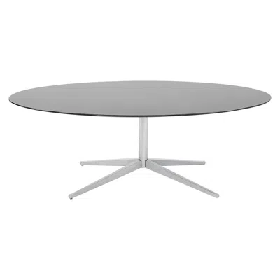 Pre-owned Knoll 2019 Florence  Polished Black Marble Dining Table W/ Chrome Base 78x48 Inch