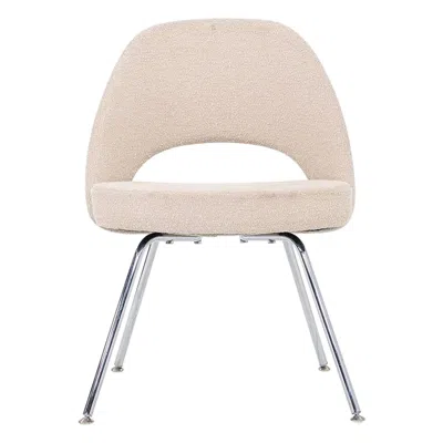 Pre-owned Knoll 2020 Eero Saarinen For  Armless Executive Side Chair In Boucle Fabric In Sand