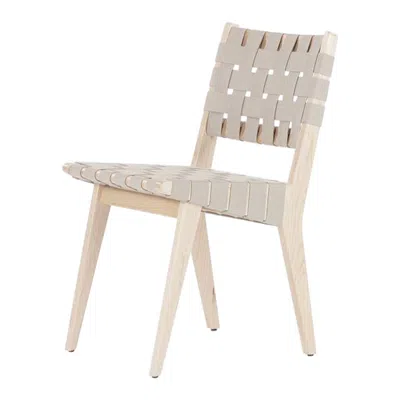 Pre-owned Knoll 2020  Risom Side Chair In Maple With Tan Straps, Model 666c-wb In Brown