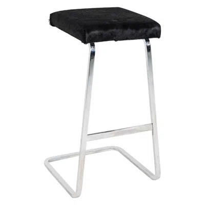 Pre-owned Knoll 2020s Mies Van Der Rohe For  Four Seasons Bar Stool With Hair On Hide In Gray