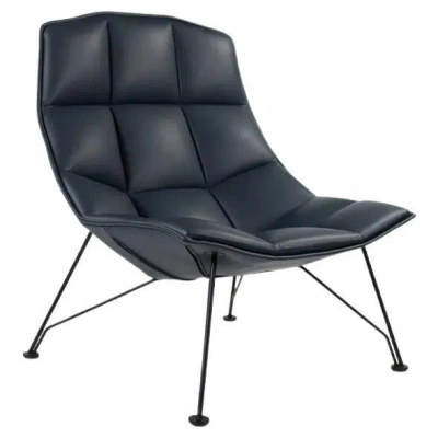 Pre-owned Knoll 2021 Jehs+laub Wire Lounge Chair For  Studio In Dark Marine Blue Leather