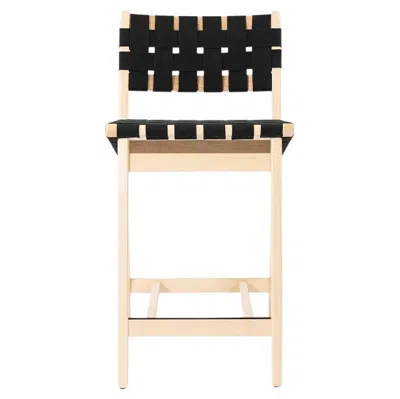 Pre-owned Knoll 2021 Jens Risom For  Counter Height Stool In Clear Maple With Black Webbing