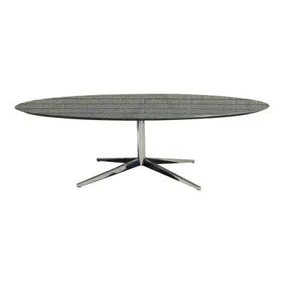 Pre-owned Knoll 93" Florence  Dark Granite Top Table On Chrome Base In Gray