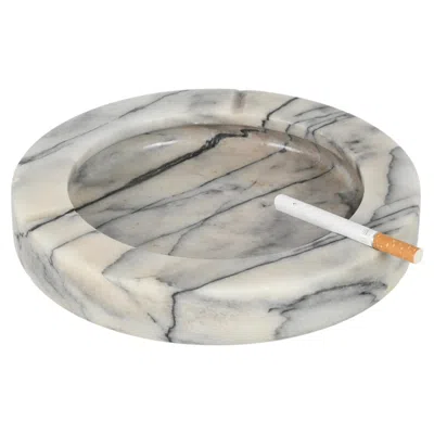 Pre-owned Knoll Angelo Mangiarotti Large Round Ashtray In Arabescato Carrara Marble, Italy 1970s In Gray