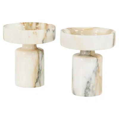 Pre-owned Knoll Angelo Mangiarotti Pair Marble Vases In Sand