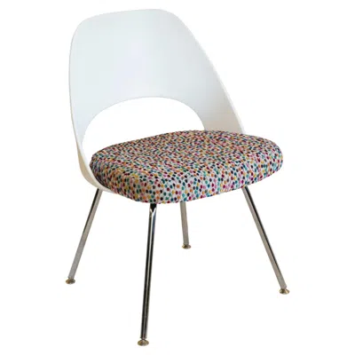 Pre-owned Knoll Armless Saarinen Chair White Plastic Back With "funfetti" Upholstery