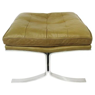 Pre-owned Knoll Barcelona  Styled Leather Chrome Ottoman / Stool In Brown