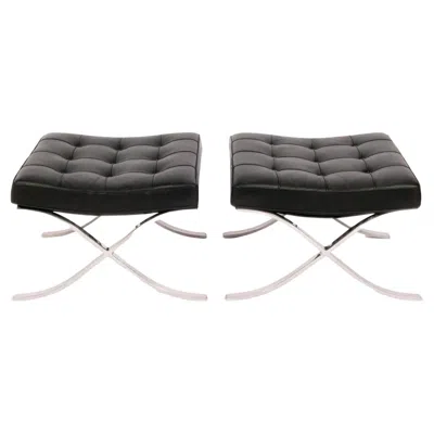 Pre-owned Knoll Barcelona Stools By Mies Van Der Rohe In Black