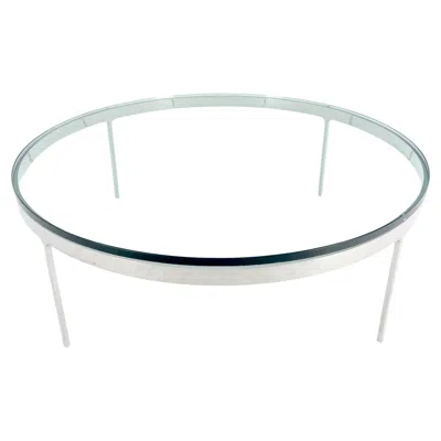 Pre-owned Knoll Bauhaus 3/4" Thick Glass Top Round Stainless Steel Base Coffee Center Table Mint In Gray