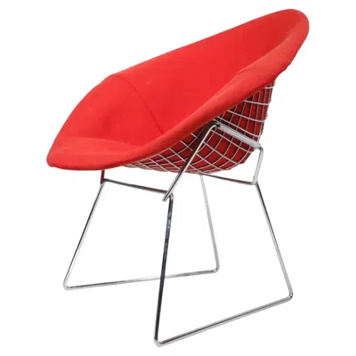 Pre-owned Knoll Bertoia For  Chrome Diamond Chair With Full Pad Cover C 1960/1970s In Red