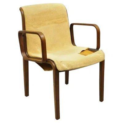 Pre-owned Knoll Bill Stephens For  Mid Century Modern Bentwood Upholstered Dining Arm Chair In Brown