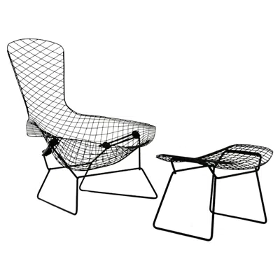 Pre-owned Knoll Bird Chair With Ottoman By Harry Bertoia For , 1960s In Black