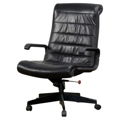 Pre-owned Knoll Black Leather Desk Chair By Richard Sapper For  Inc/ Intl, France 1992