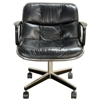 Pre-owned Knoll Black Leather  Desk Chair Designed By Charles Pollock