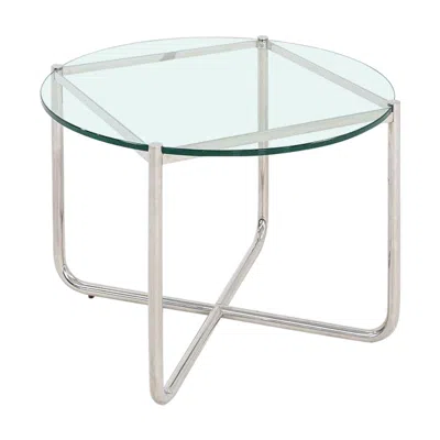 Pre-owned Knoll C. 1998 Mies Van Der Rohe For  Mr End / Side Table With Glass Top In Gray