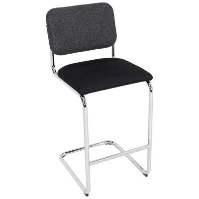 Pre-owned Knoll C. 2020 In-box Marcel Breuer For  Cesca Bar Stool In Gray And Black Fabric