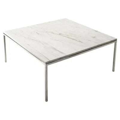 Pre-owned Knoll Carrara Marble And Chrome Coffee Table In The Style Of Florence  In Gray