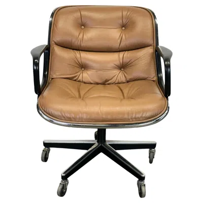 Pre-owned Knoll Charles Pollock Leather Executive Desk Chair In Brown