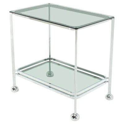 Pre-owned Knoll Chrome Tinted Smoked Glass Rolling Tea Cart With Concealed Wheels In Gray