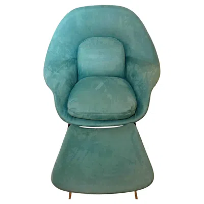 Pre-owned Knoll Circa 1960 American Eero Saarinen Womb Chair & Ottoman In Blue