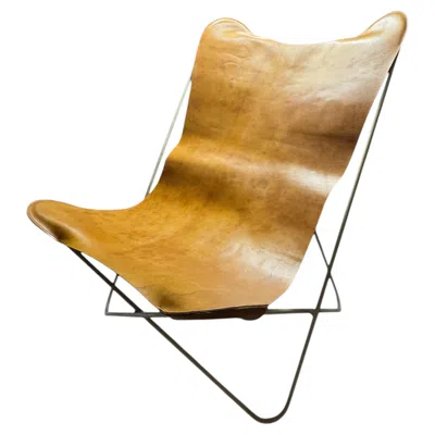 Pre-owned Knoll Cognac Leather Hardoy Butterfly Chair, Issued By , 1950s In Brown