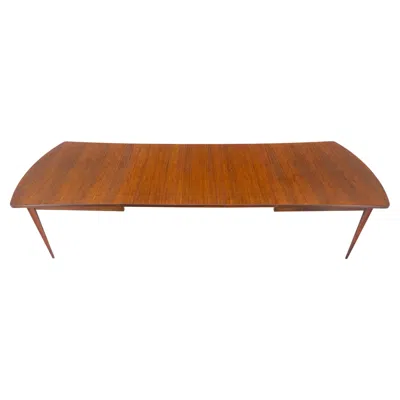 Pre-owned Knoll Concave Side Rounded Ends Shape Large Oiled Walnut Dining Table 3 Leaves Mint! In Brown