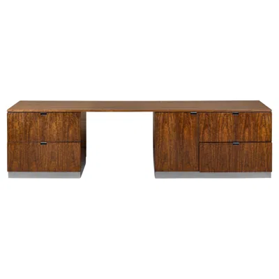Pre-owned Knoll Custom  9' Executive Credenza Desk In Walnut & Chrome In Brown