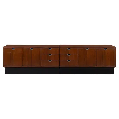 Pre-owned Knoll Custom  Credenza In Mahogany & Chrome In Brown