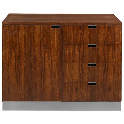 Pre-owned Knoll Custom  Executive Cabinet In Walnut & Chrome In Brown