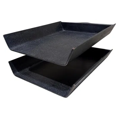 Pre-owned Knoll Desk Accessory Designed By Florence  Two-tier Paper Tray Ebony In Black