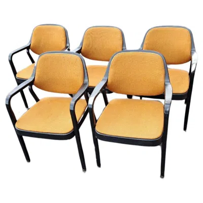Pre-owned Knoll Don Pettit For  #1105 Bentwood Armchairs Set Of Five In Brown