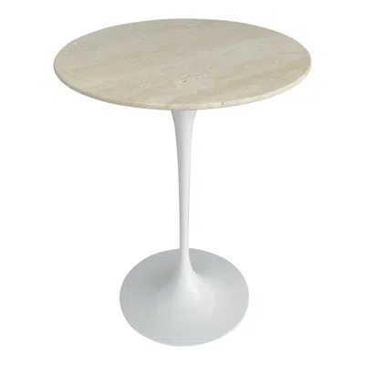 Pre-owned Knoll Early Eero Saarinen For  Cast Iron Tulip Table With Custom Travertine Top In Gray